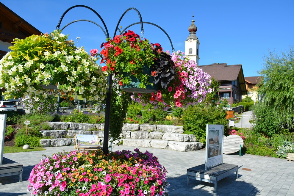 Blumenampel am Schlossplatz | © Marktgemeinde Haus