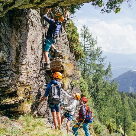 An der Schlüsselstelle - Schwierigkeit C | © Gerald Grünwald/Reiteralm Bergbahnen