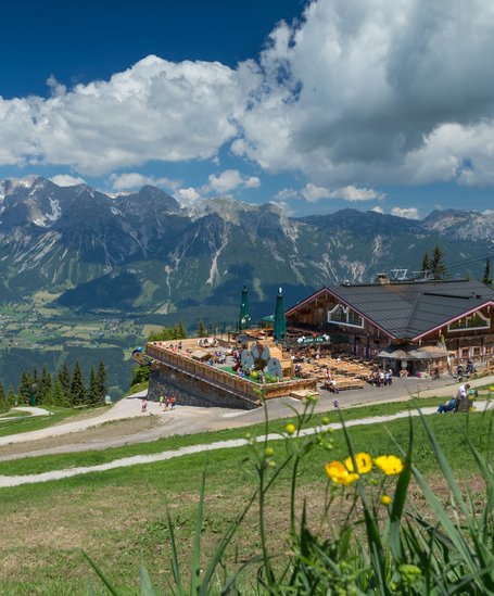 Die Schafalm im Sommer umgeben von vielen Menschen | © Harald Steiner
