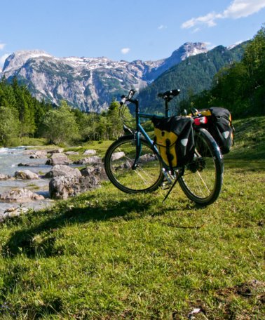 Biker at the river Enns