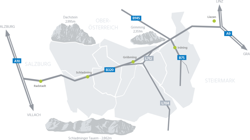 Map of skiresorts in Schladming-Dachstein