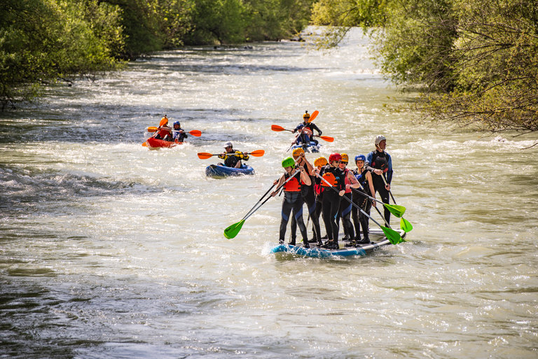 River hiking on the river Enns
