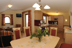 Lichtdurchflutete Küche mit Wohnbereich