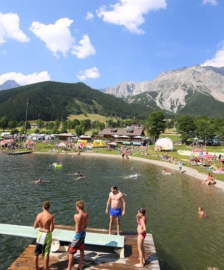 View of a bathing pond in Schladming