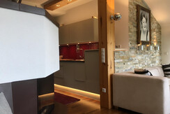 Blick in die Küche Appartement Finis