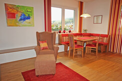 Green - Dining and living area