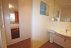 Green - Bathroom with view into the living room