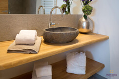 Bathroom with shower and basin
