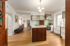 Kitchen with top equipment