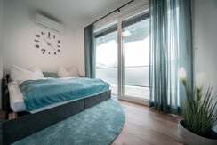 Living room with comfortable sofa bed