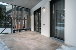 Terrace with garden and view to rohrmoos