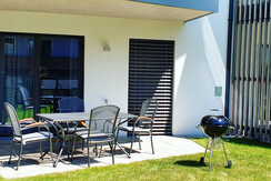 Garden furniture with barbecue