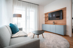 Cozy living room with balcony entrance