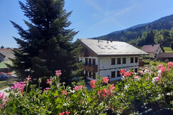 Blick vom Ferienhaus Tschernitz ins Dorf