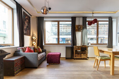 Living area with sofa bed