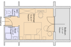 Doppelzimmer Typ B Nr 303 Schema