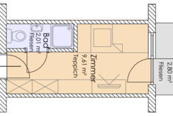 Einzelzimmer    Typ A Nr  107 Schema