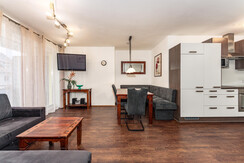 living area with dining table