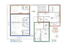 Grün umrandeter Bereich im Grundriss