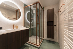 Bathroom 1 with shower and basin